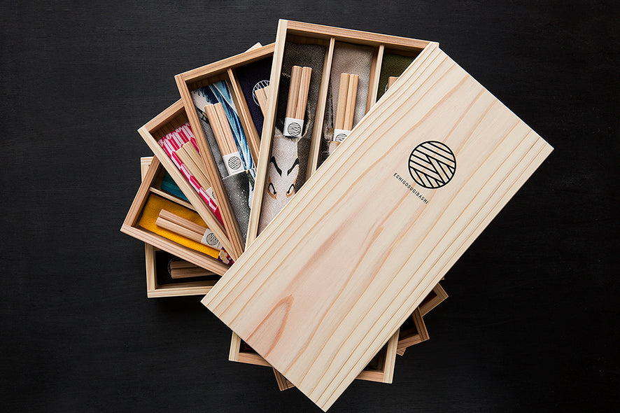 R4Yours Echigo Cedar Sugi Box Multitiered Box Jubako 15 Pairs Chopsticks Set 