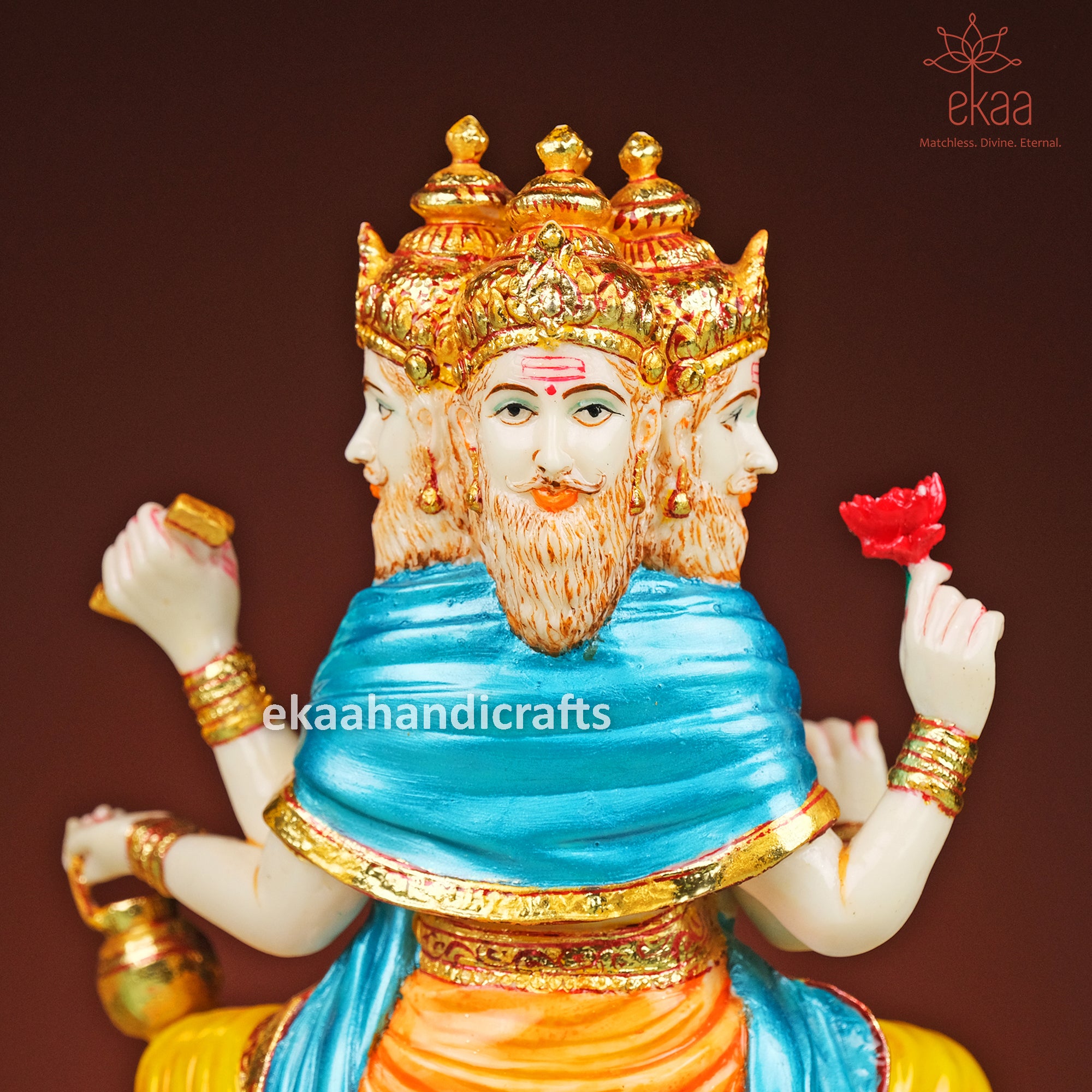 Lord Brahma Statue in Marble Dust Ekaa Handicrafts