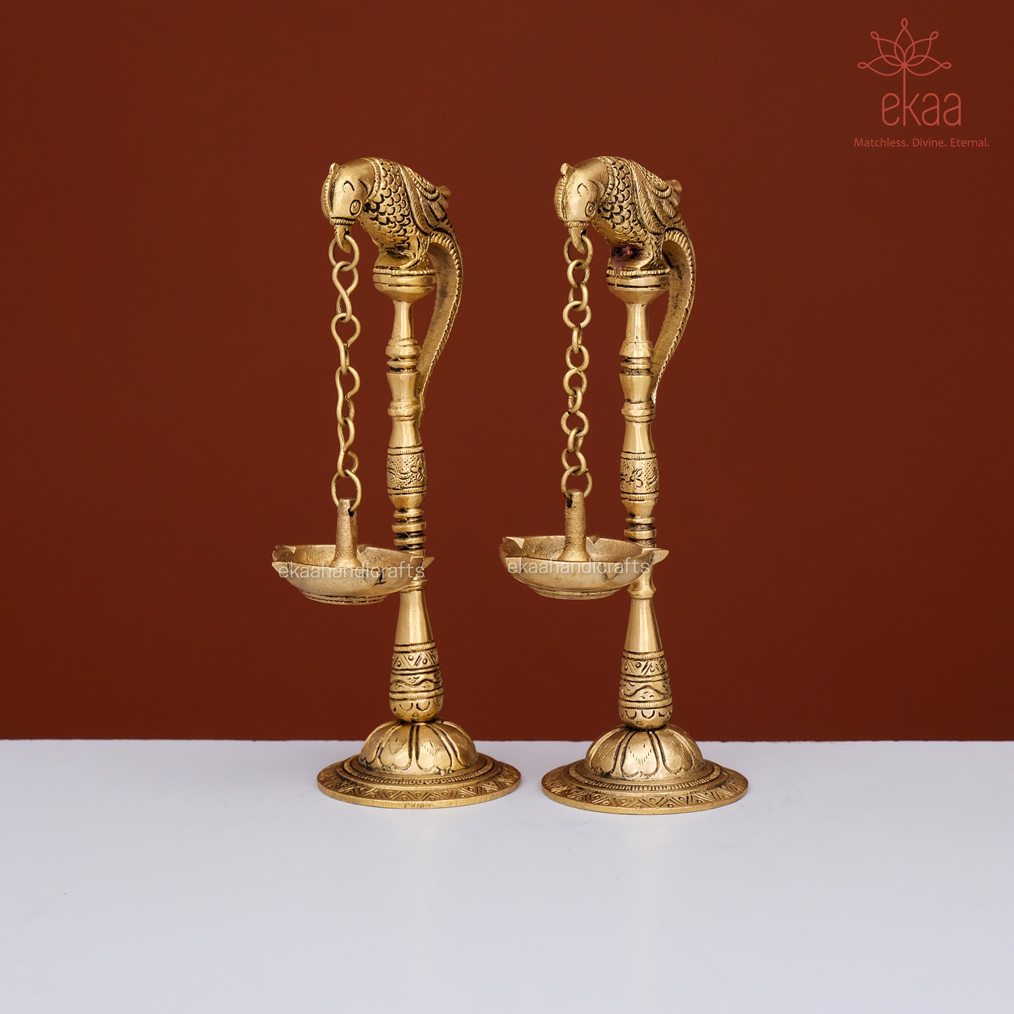 brass parrot diya