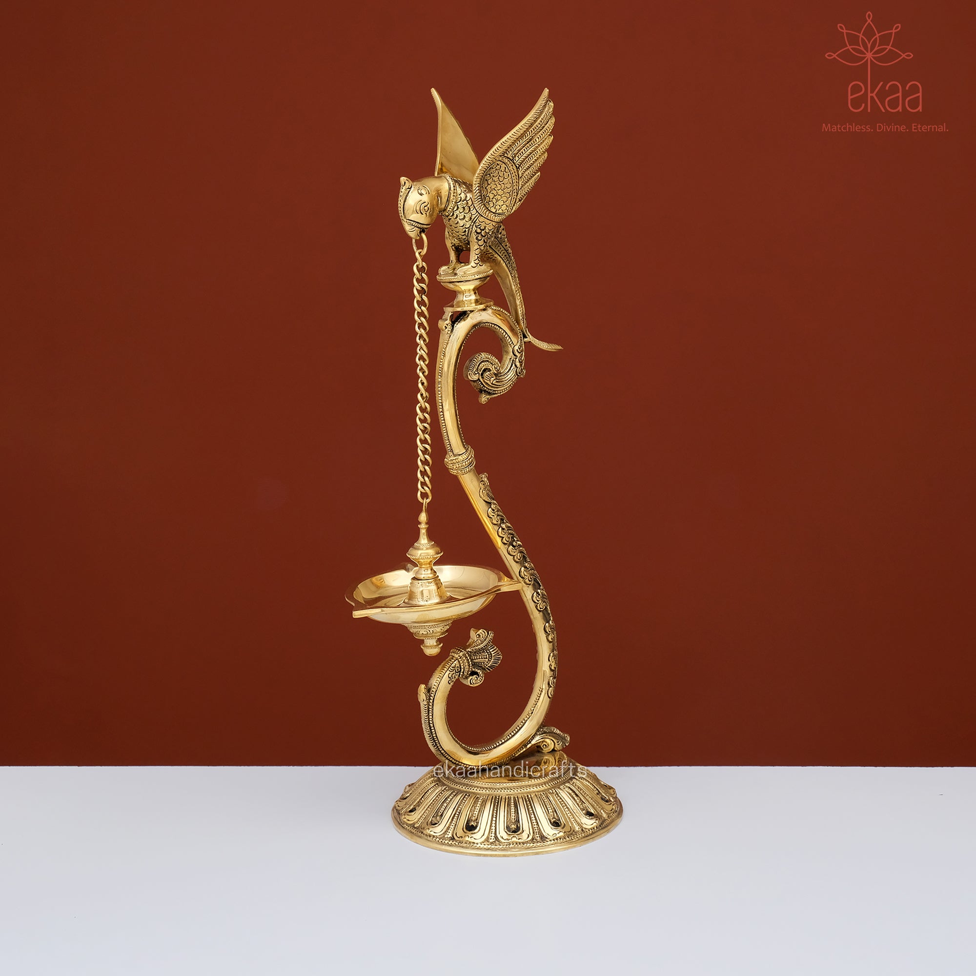 brass parrot diya