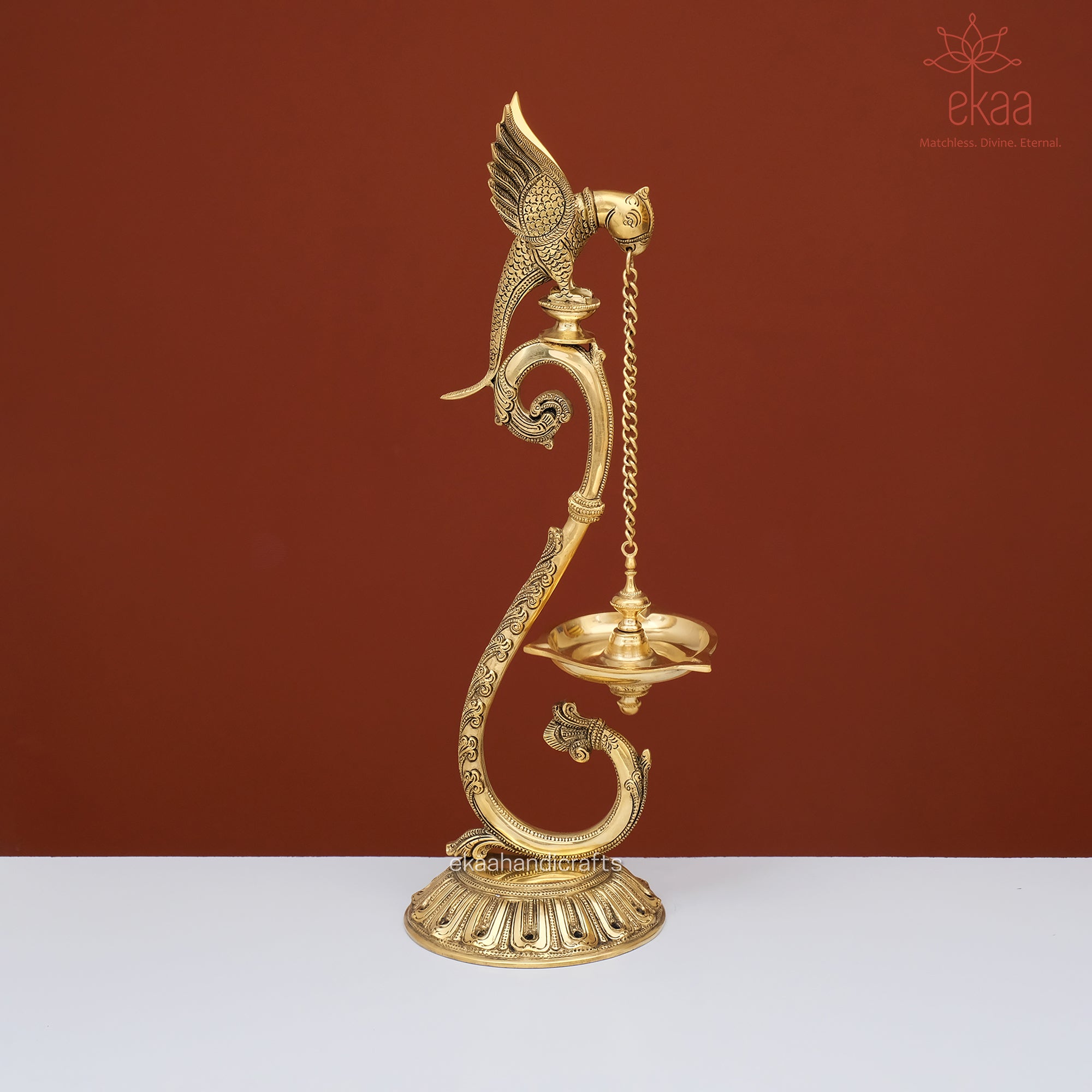 brass parrot diya