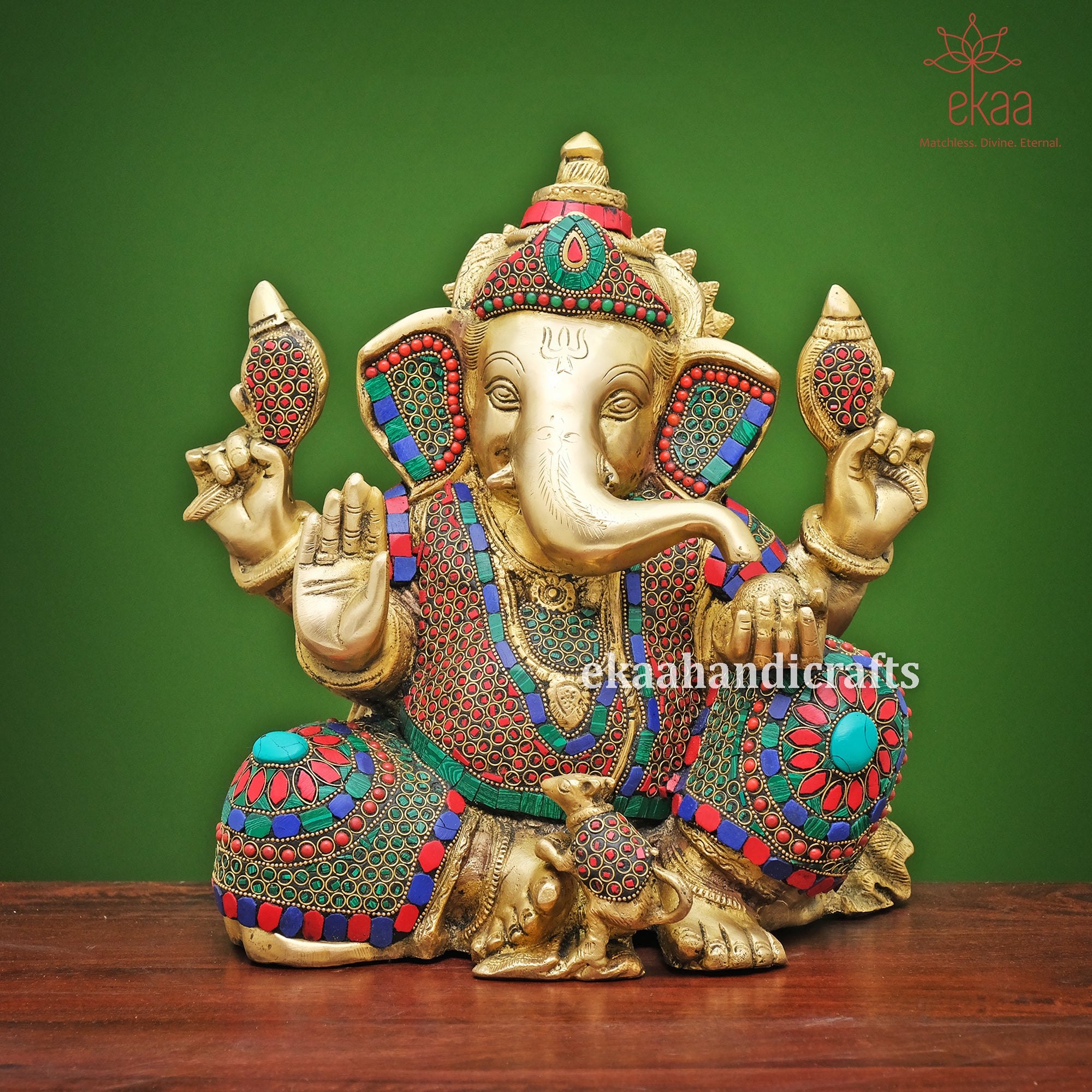 Lord Ganesha Statue Sitting For Temple Brass Ekaa Handicrafts 8914