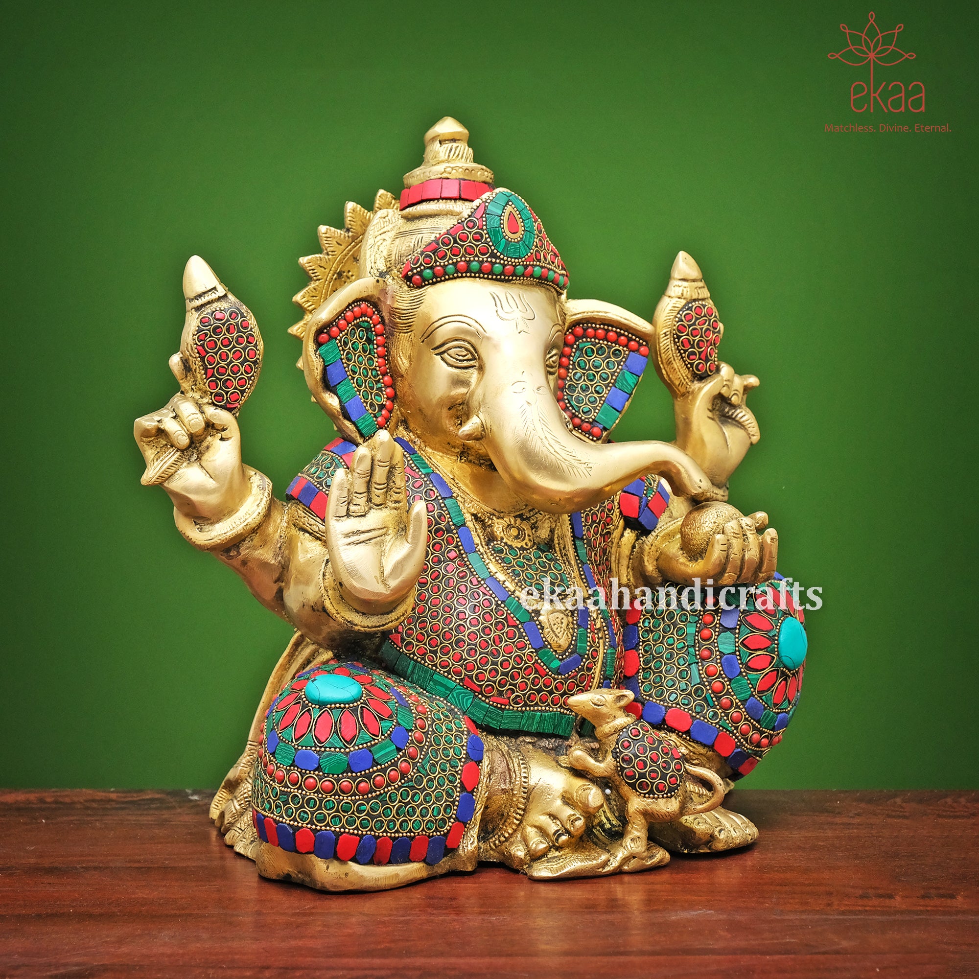 Lord Ganesha Statue Sitting For Temple Brass Ekaa Handicrafts 0086