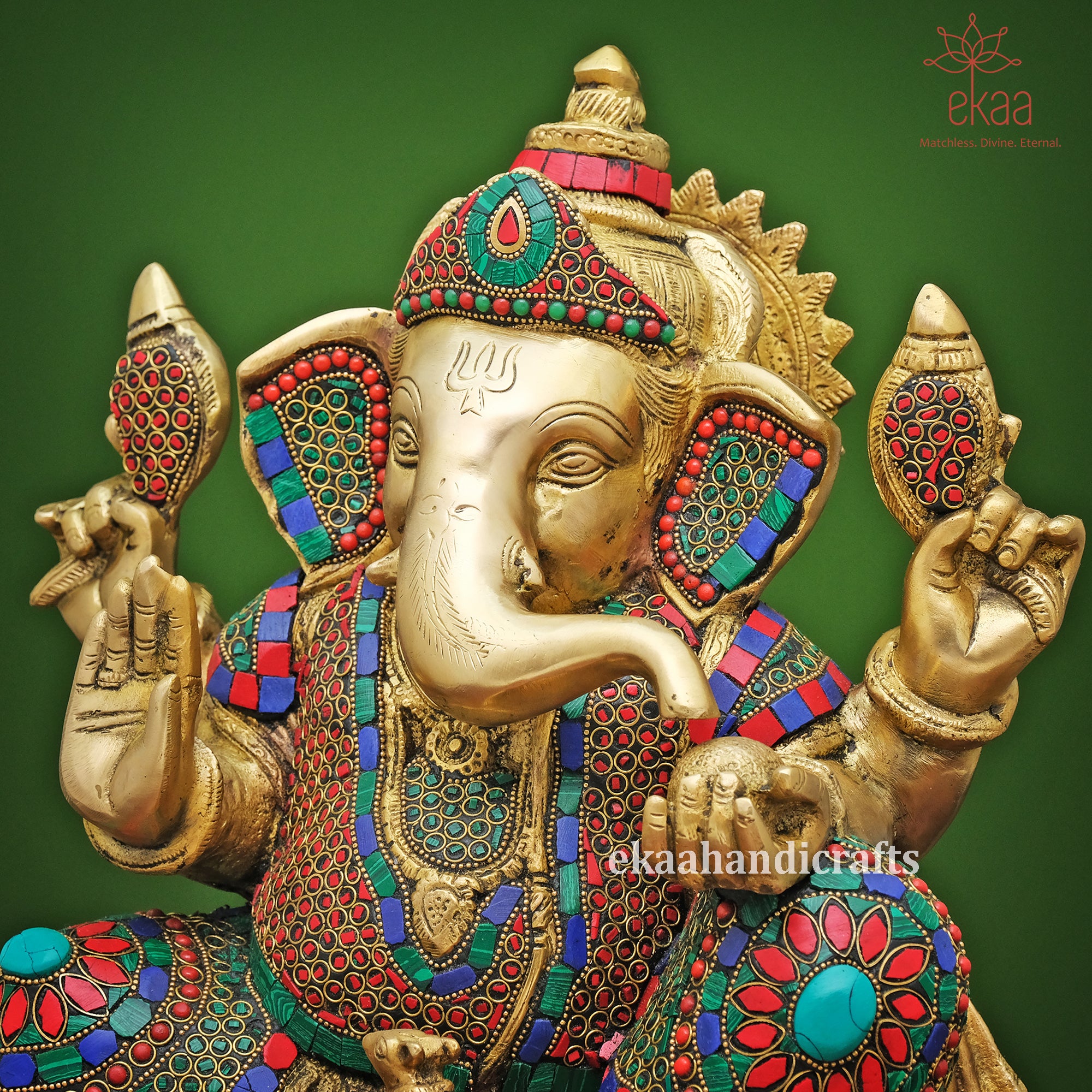 Lord Ganesha Statue Sitting For Temple Brass Ekaa Handicrafts 1585