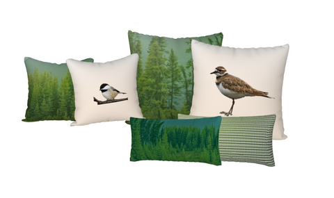 The Wheaten Store oiseaux du Québec cushion collection 