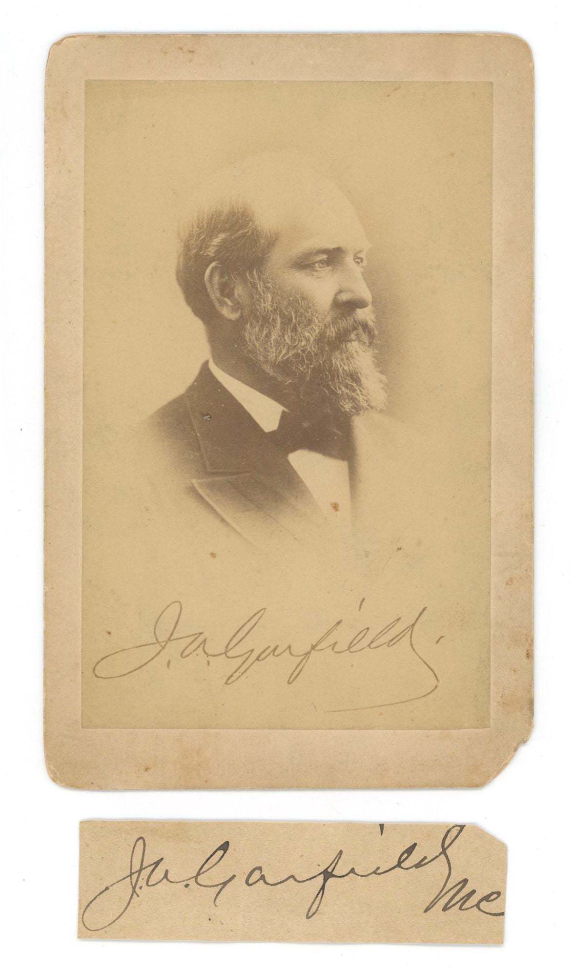 JAMES A. GARFIELD - 20TH PRESIDENT OF THE UNITED STATES - CLIPPED SIGNATURE & CABINET CARD