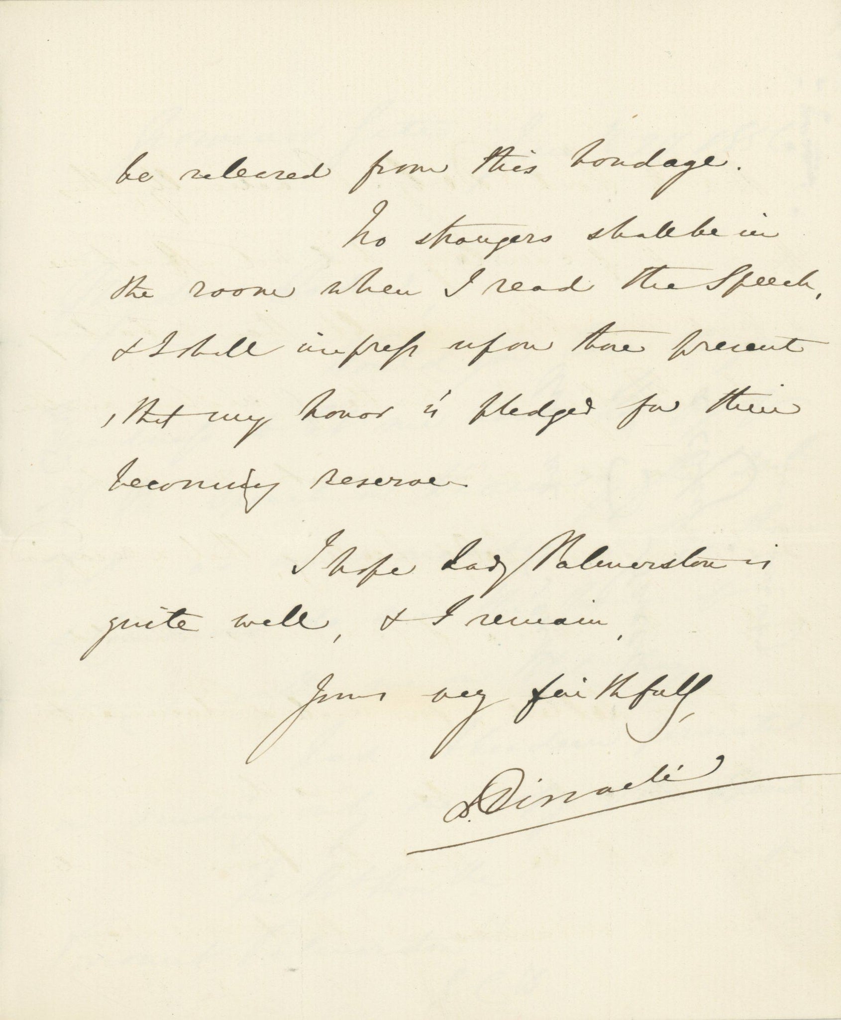 Lot 17: BENJAMIN DISRAELI - PRIME MINISTER OF THE UNITED KINGDOM AUTOGRAPHED 1856 LETTER TO LORD PALMERSTON