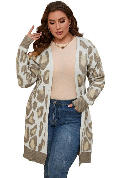 Plus Size Leopard Pattern Cardigan-Lastshoppingexit