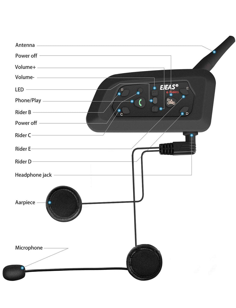 intercom 6 riders pro