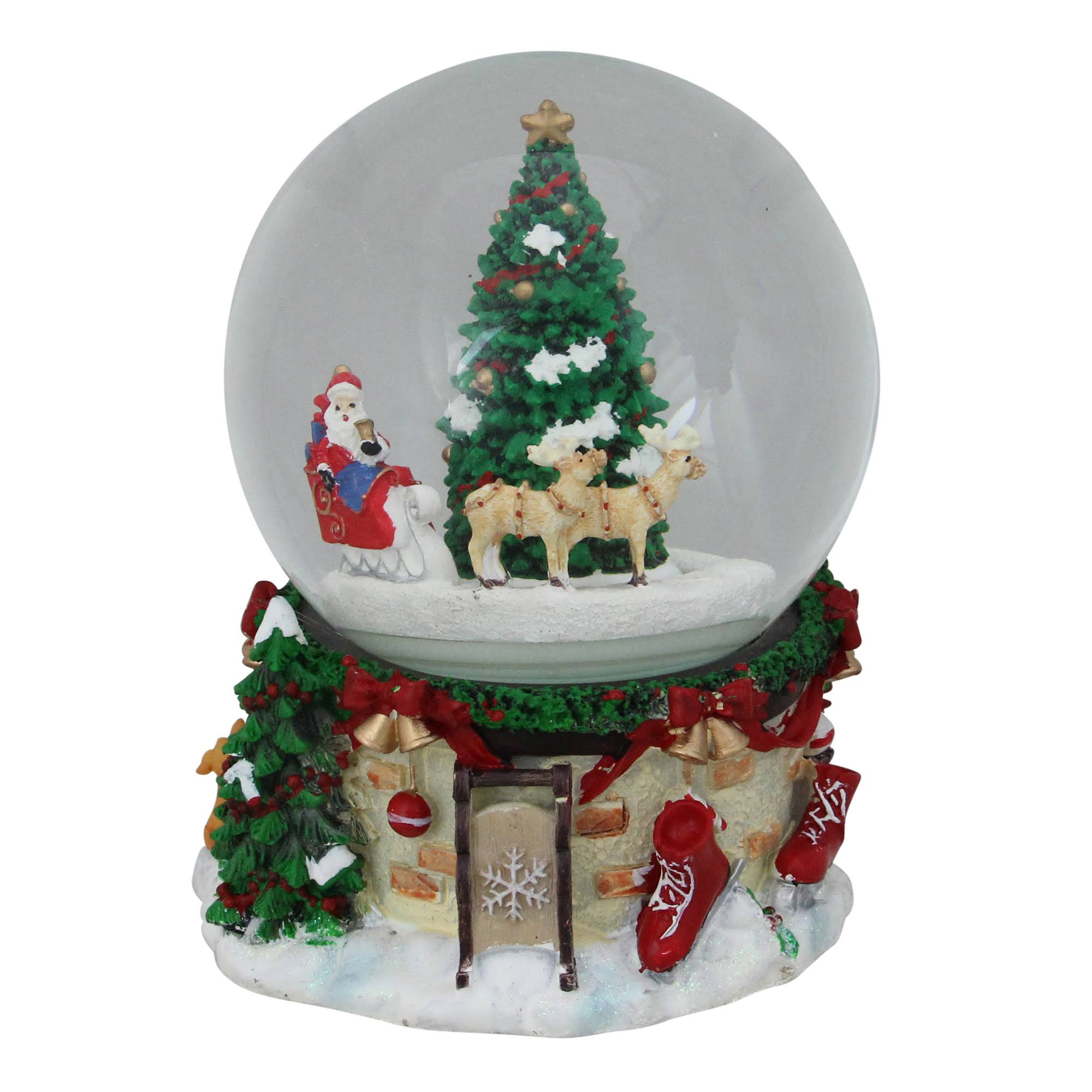6.75 Musical and Animated Santa on Sleigh Rotating Christmas Snow Globe