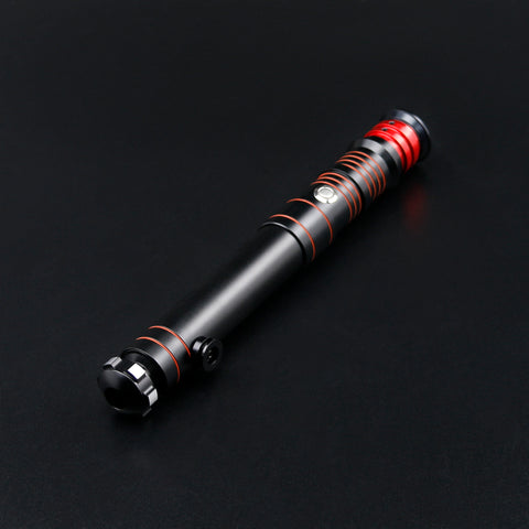 The Bloodstained Defender, a sleek black hilt with red accent markings
