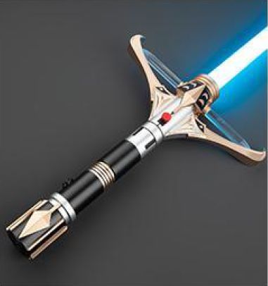 The Polestar (Stellan Gios), a High Republic crossguard lightsaber with crystals for the crossguard pieces