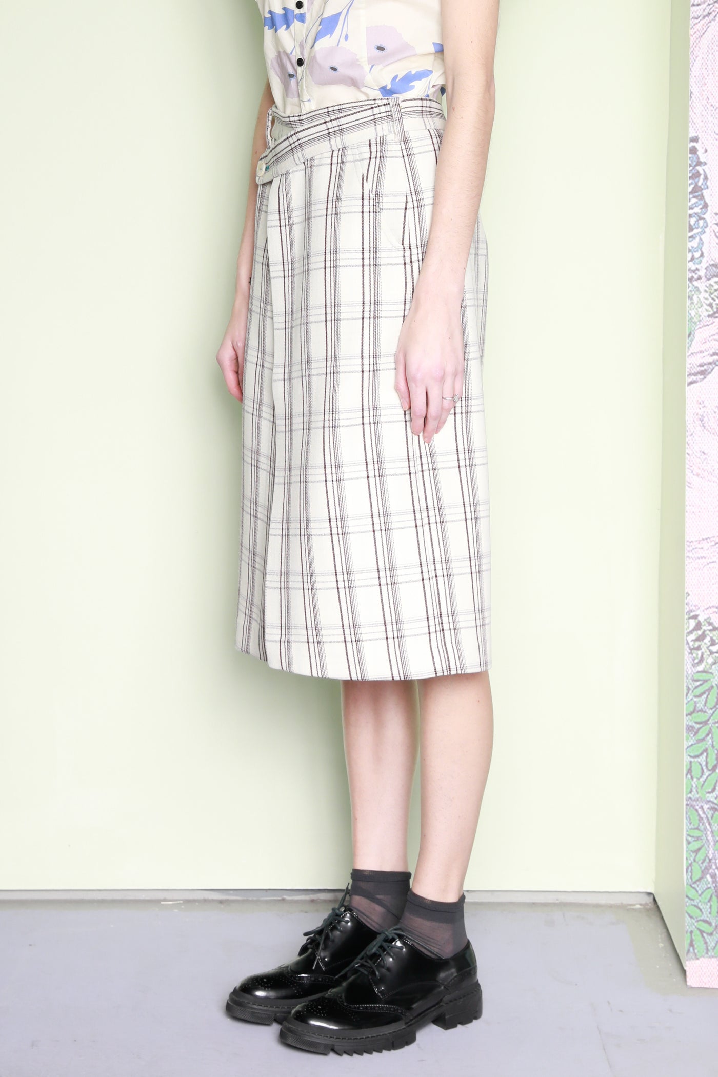 Snow Xue Gao Wool Plaid Print Silk Wrap Skirt – SNOW XUE