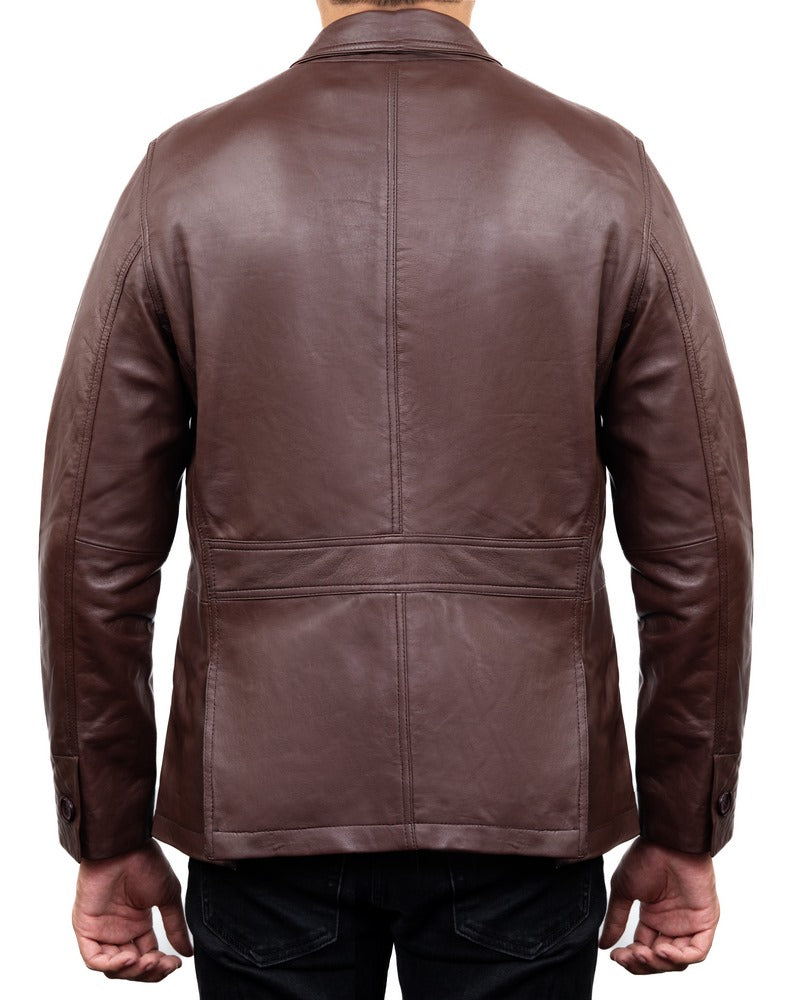2-Button Men Lambskin Leather Blazer-Brown – Jild