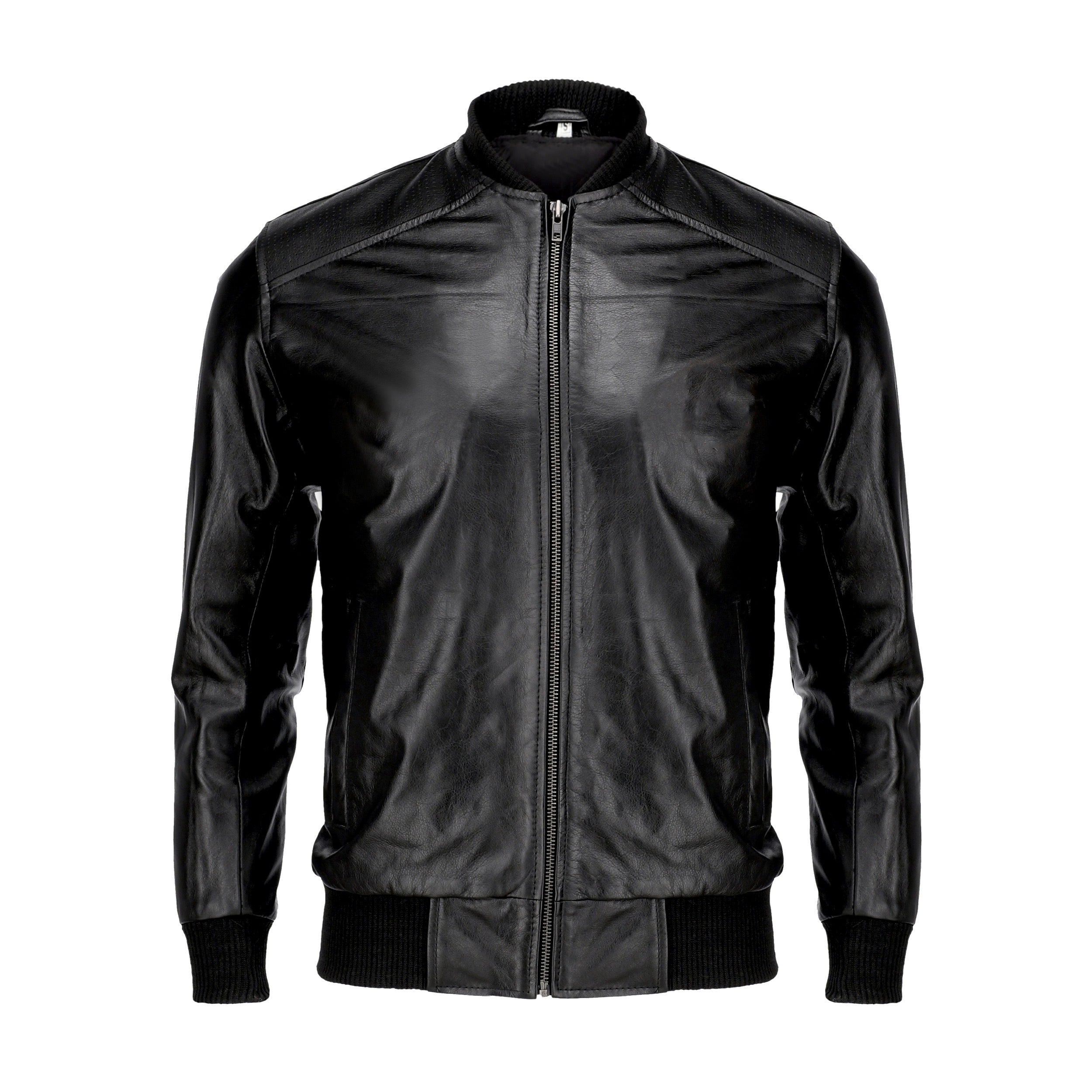 Mens Black Pure Cow Leather Bomber Jacket – Jild