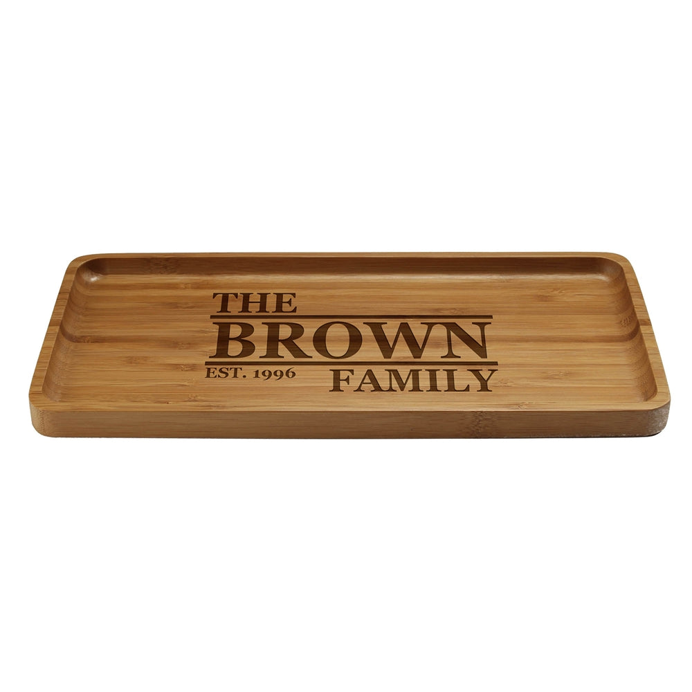 Custom Laser Engraved Serving Trays - Family Name Simple