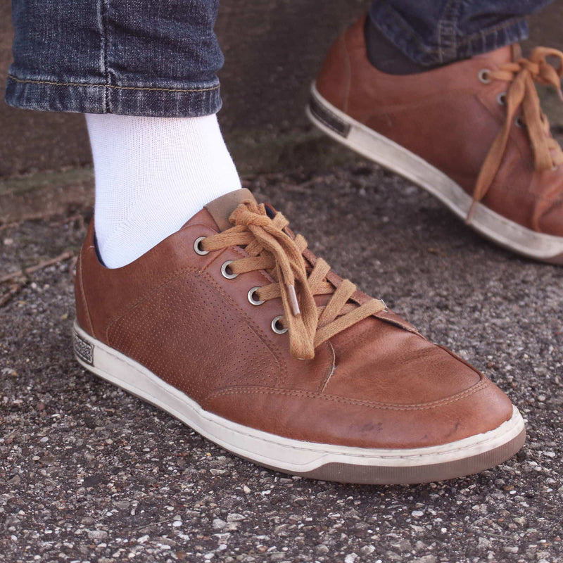mens white bamboo crew socks in shoes