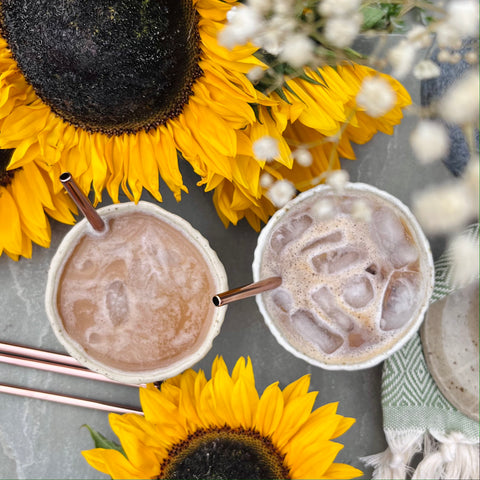 iced coffees and sunflowers