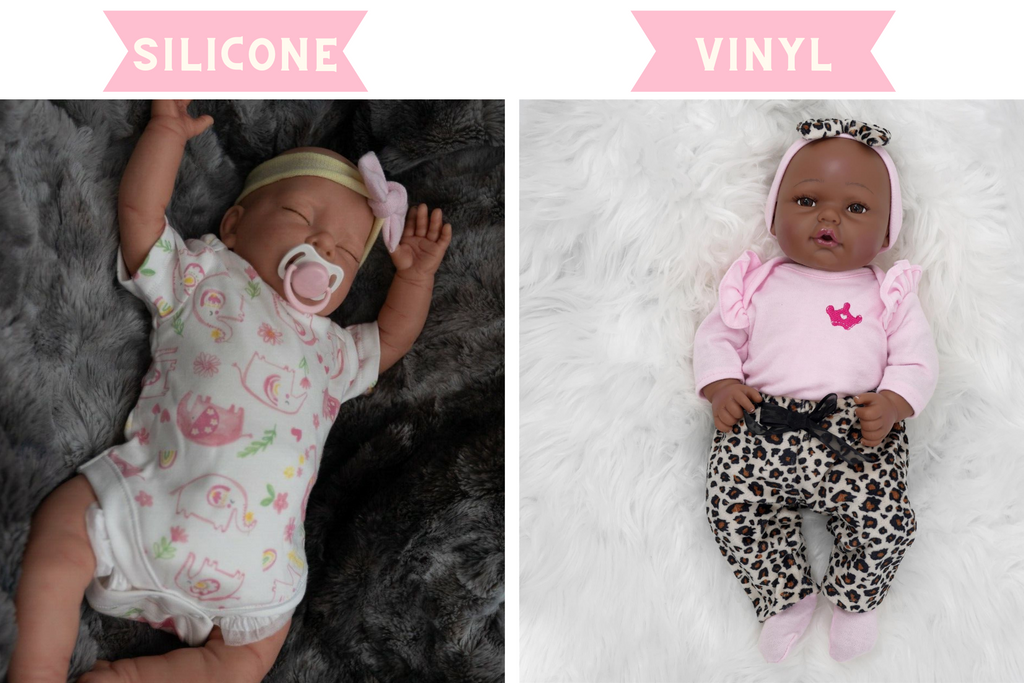 Silicone reborn dolls Vinyl reborn dolls Material Appearance and realism Durability and maintenance Price range Unparalleled realism Soft, flexible feel Remarkable level of detail More durable More affordable Captivating and charming presence Budget Lifestyle Personal preferences