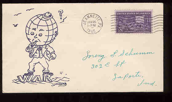 WORLD WAR Jeannette PA 1945 WWII Patriotic Cover