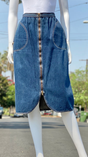 Vintage Guess Jeans USA Women's 80's 90's Denim Skirt with Split