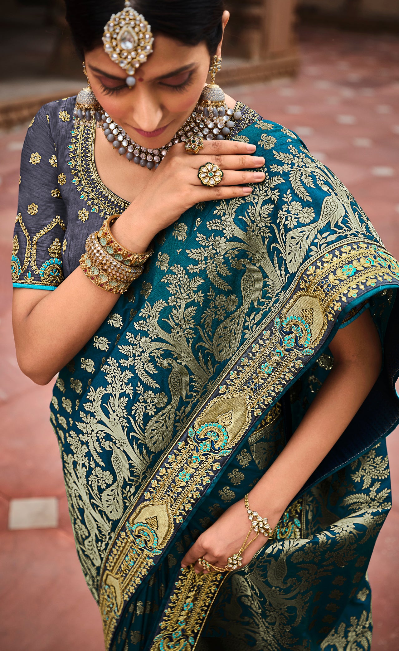 Blue Silk Weaving Contemporary Saree online -