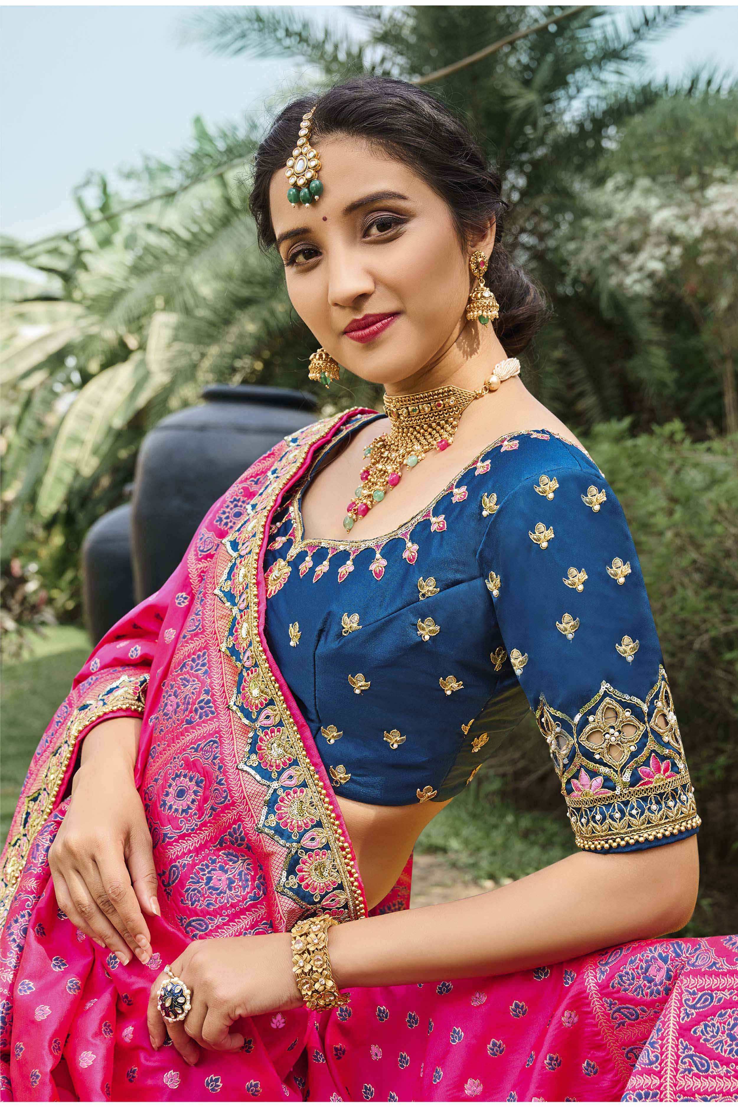 Banarasi silk Zari woven Lehenga for Women - HALFSAREE STUDIO - 4230697