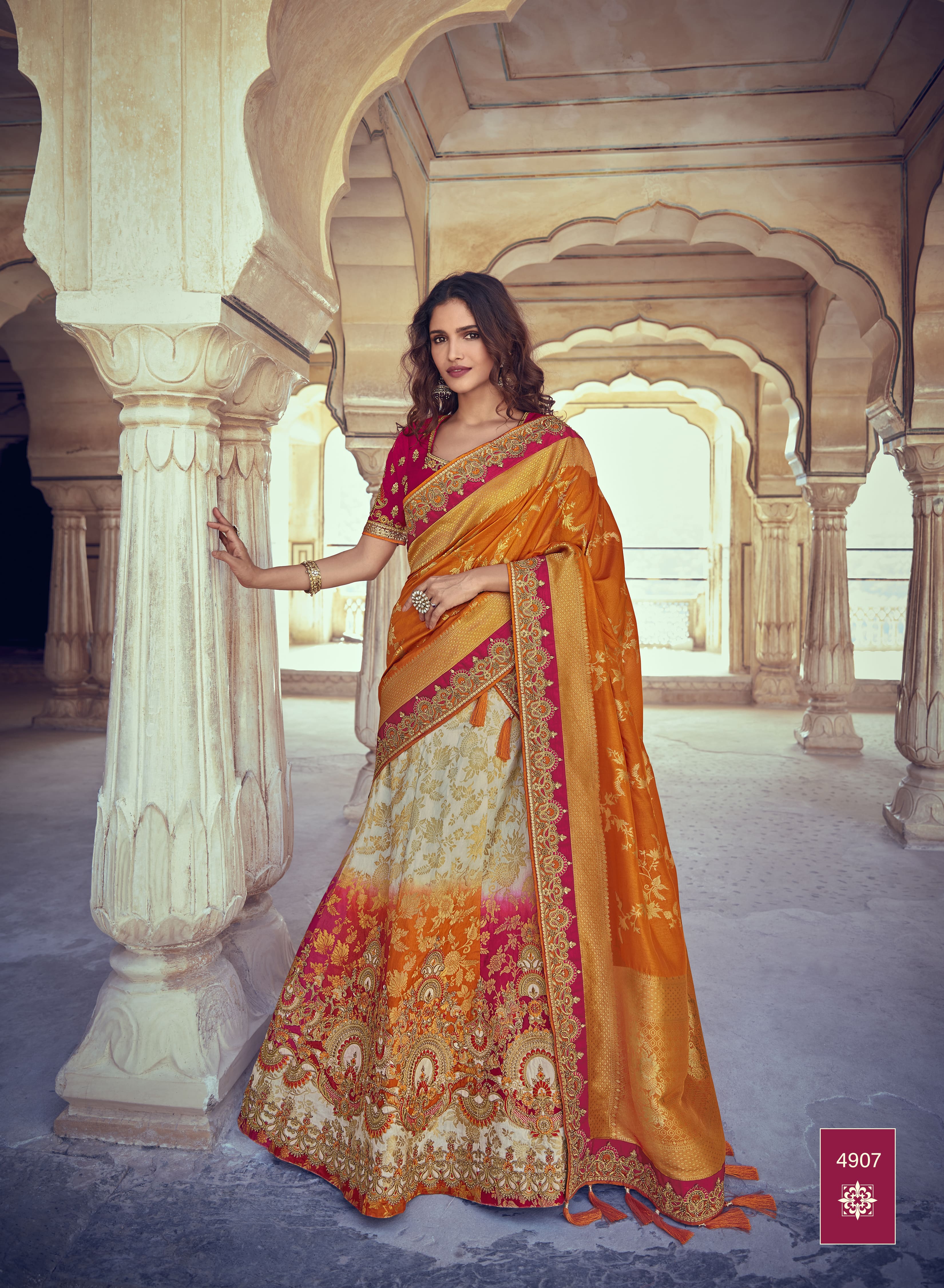 Grey Embroidered Lehenga Style Saree 5158SR01