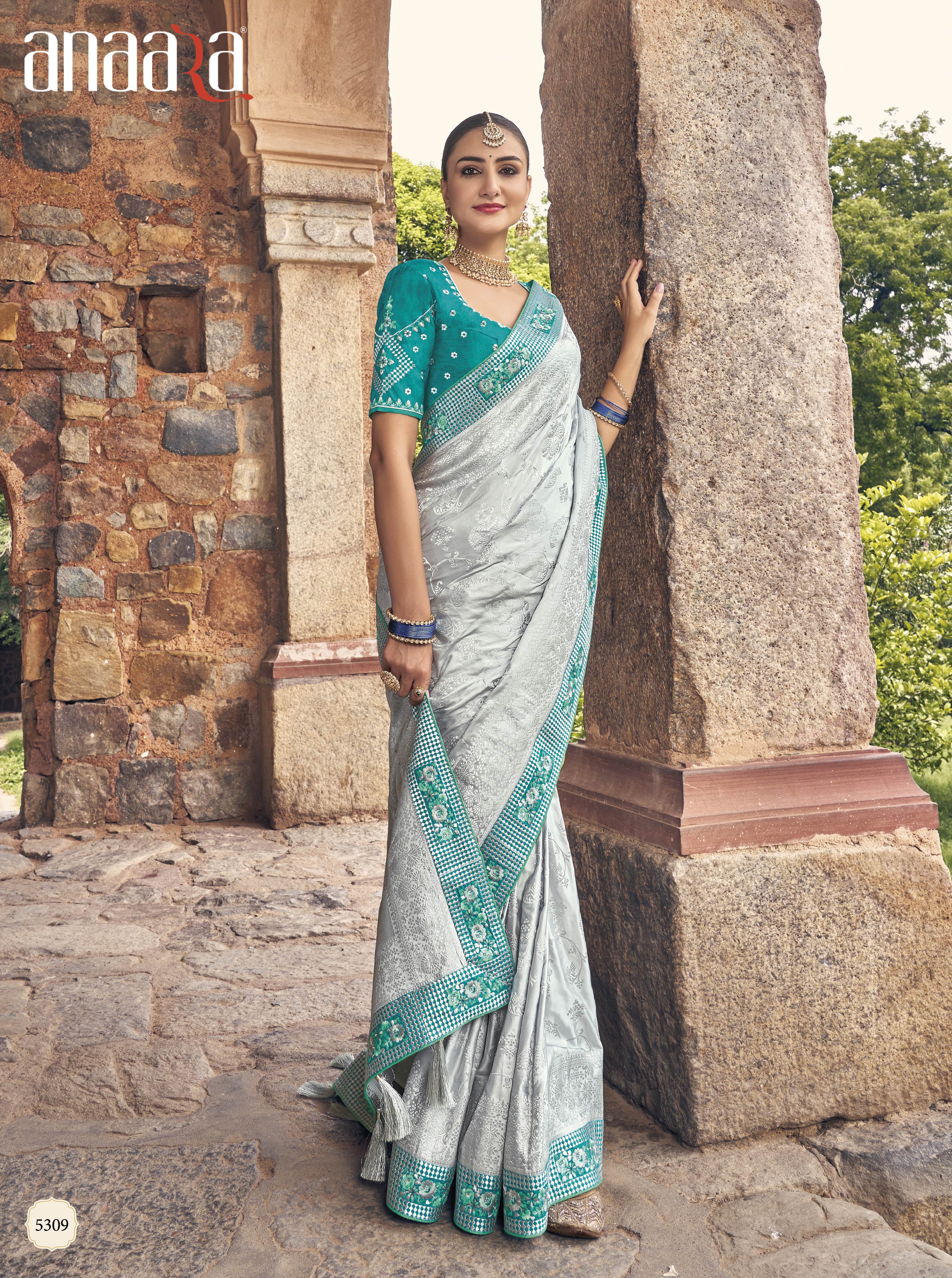 1 Min Ready To Wear Saree In Imported Butti Chiffon With Heavy Blouse –  Tulsi Designer