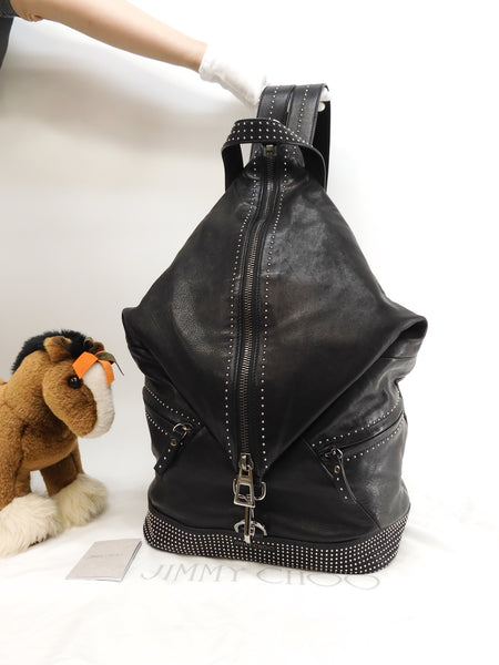 Jimmy Choo Fitzroy S backpack star studs leather black rucksack