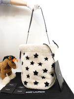 Saint Laurent Teddy YSL fur black and white star drawstring