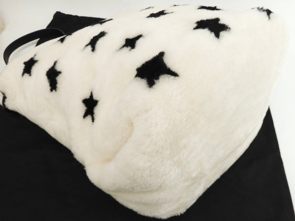 Saint Laurent Teddy YSL fur black and white star drawstring