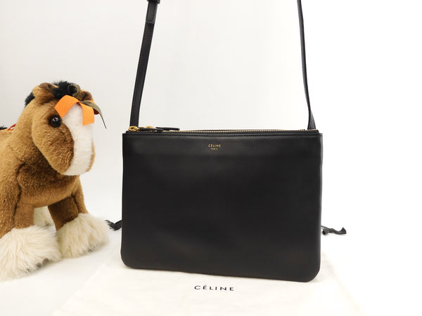 CELINE】ショルダーバッグ トリオ ラージ ゴールド金具 レザー