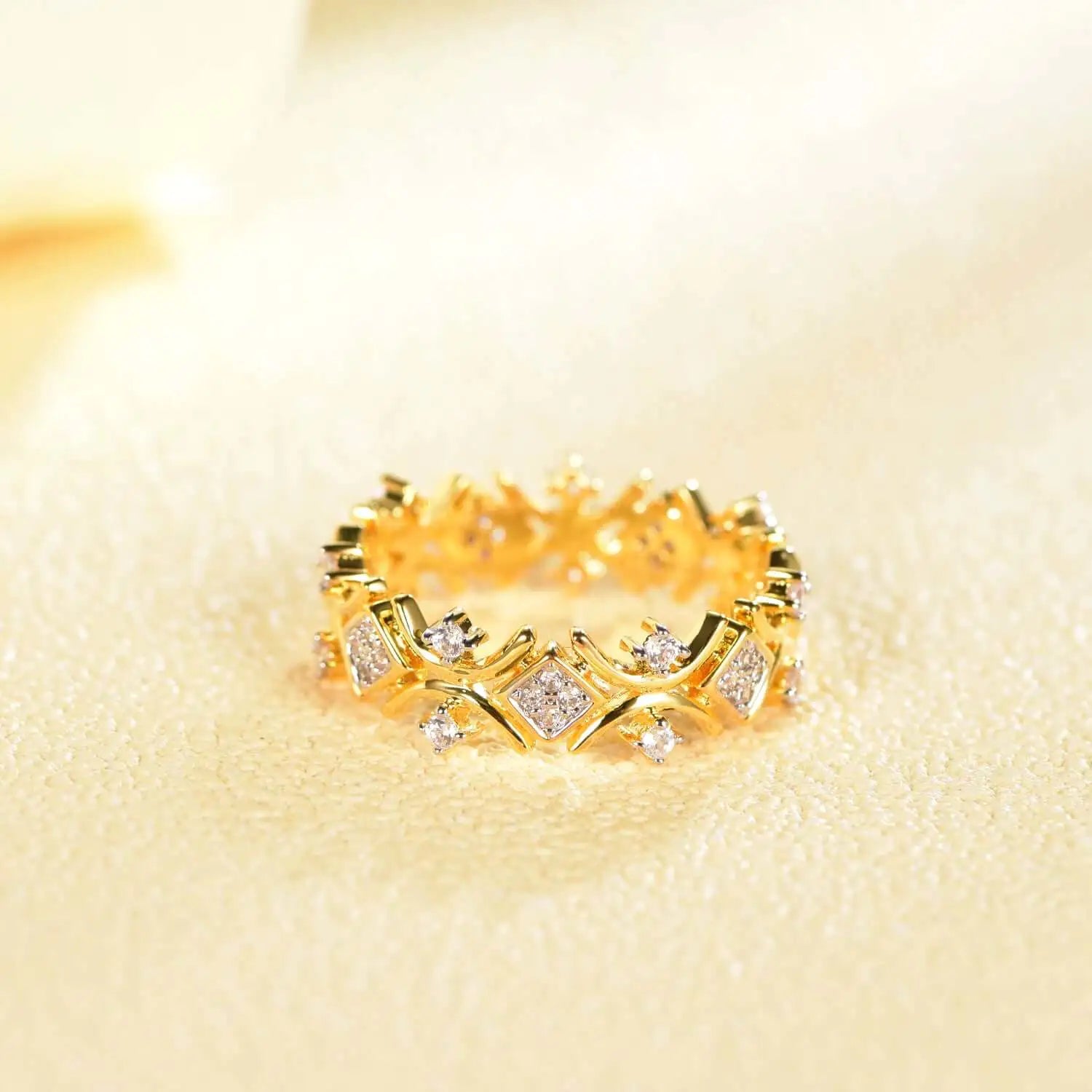 Wholesale Gold Plated CZ Unique Geometric Engagement Rings