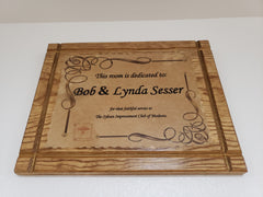 Banquet room of Sylvan Improvement Club dedicated to Bob and Lynda Sesser