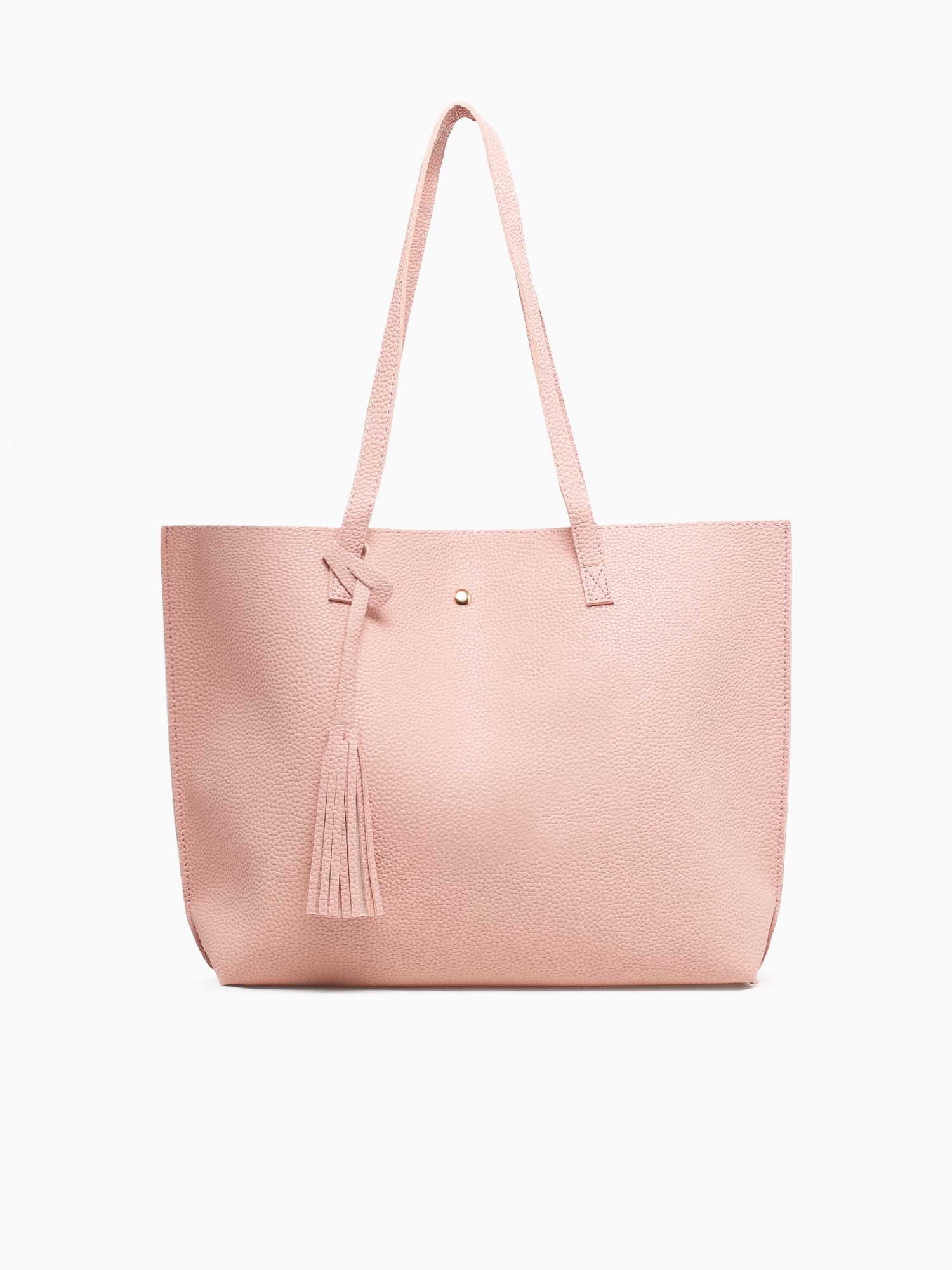 Simple Tassel Tote Pink