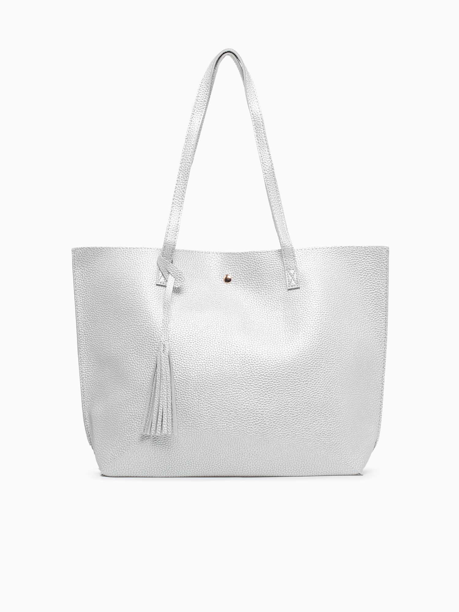 Simple Tassel Tote Silver