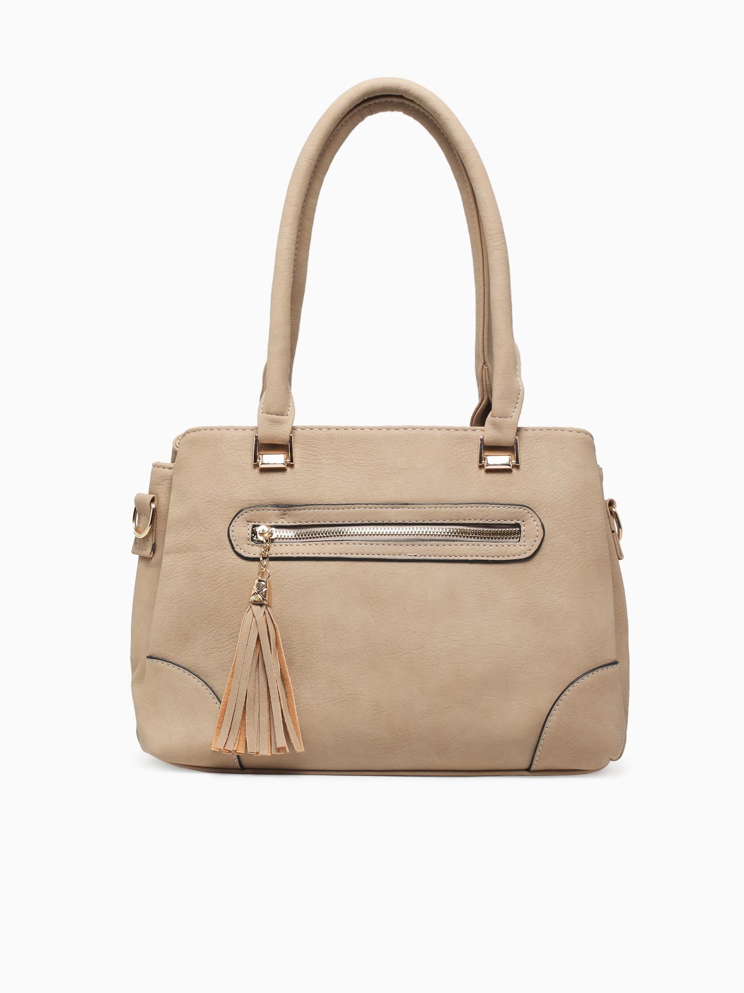 Zipper Shoulder Bag Beige