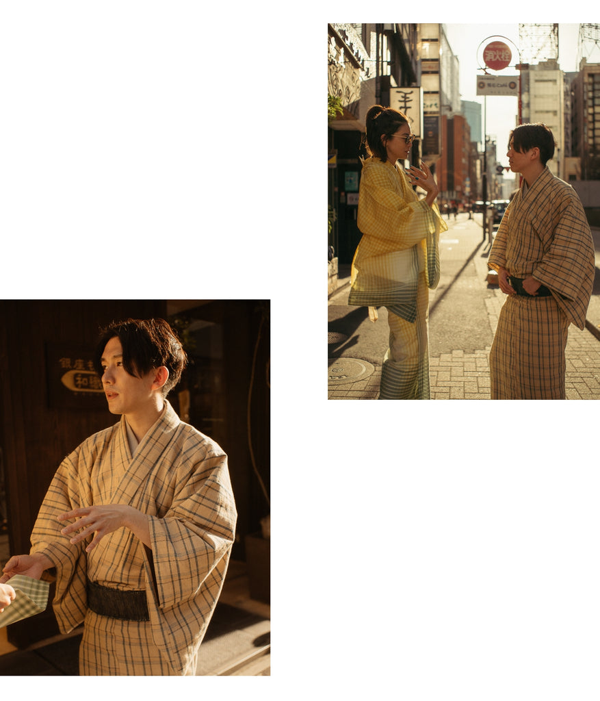 Hikari Mori and Keita Motoji wearing Kimono