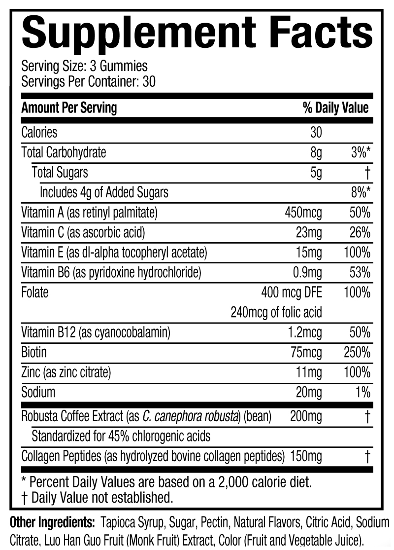 Hydroxycut Gummies Supplement Facts