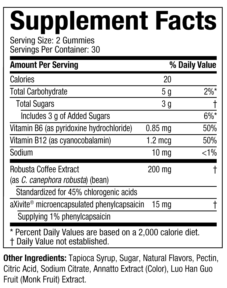 Hydroxycut Gummies Supplement Facts