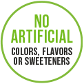 No artificial colors, flavors or sweeteners