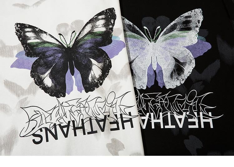JUSTNOTAG Butterfly Print Long Sleeve Sweatshirts