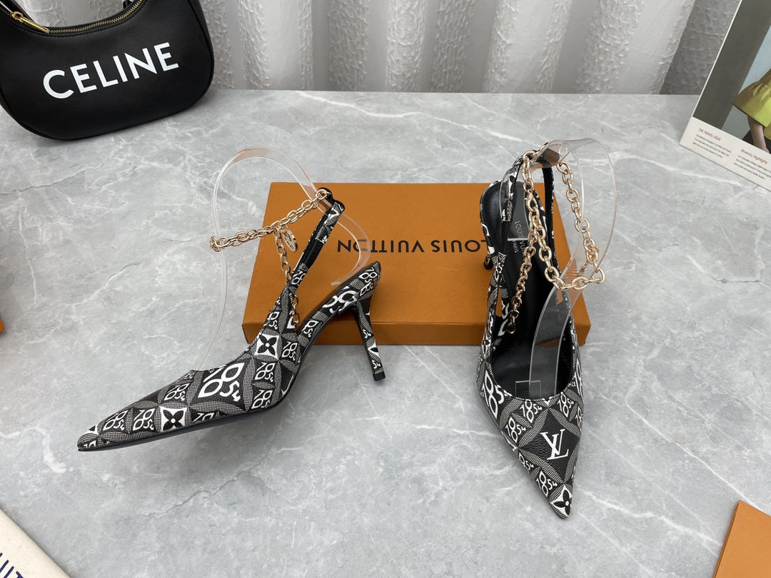 Louis Vuitton best selling pointed toe stiletto sandals metal ch