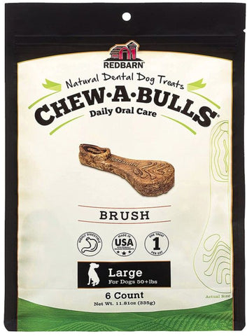 Redbarn Pet Products Chew-A-Bulls Brush Dental Dog Treats Large