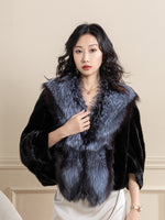 White Mink Cape Stole Shawl Ponche Bolero Fox Fur Collar