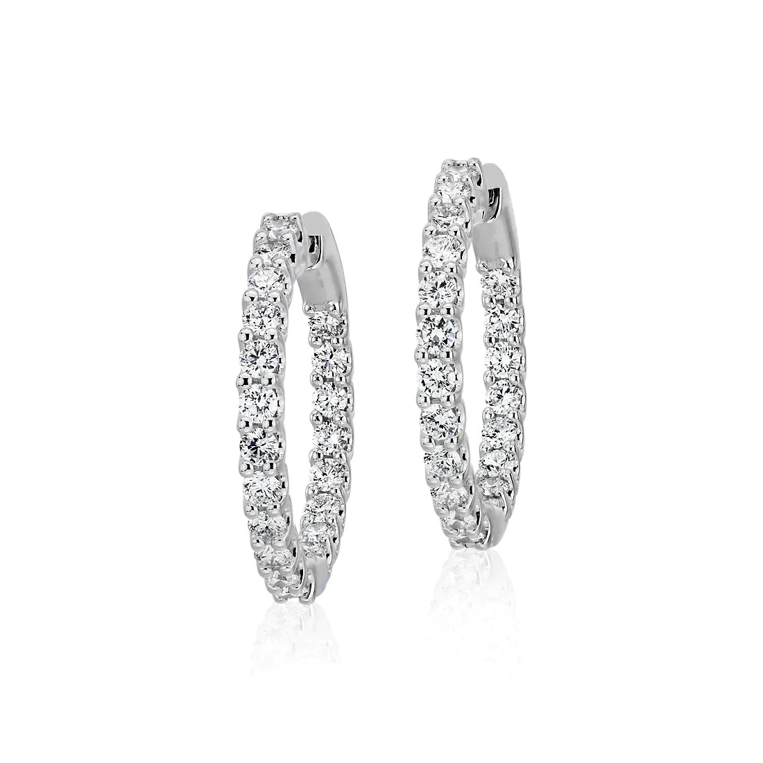 White Gold Finish Zircon Hoop Earrings In Sterling Silver Design by STELLA  CREATIONS at Pernia's Pop Up Shop 2024