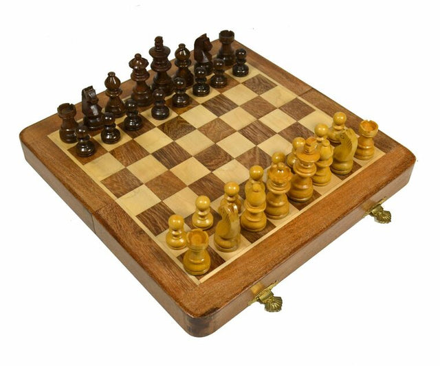 Picture of Folding Wooden Magnetic Chess Set - 10"