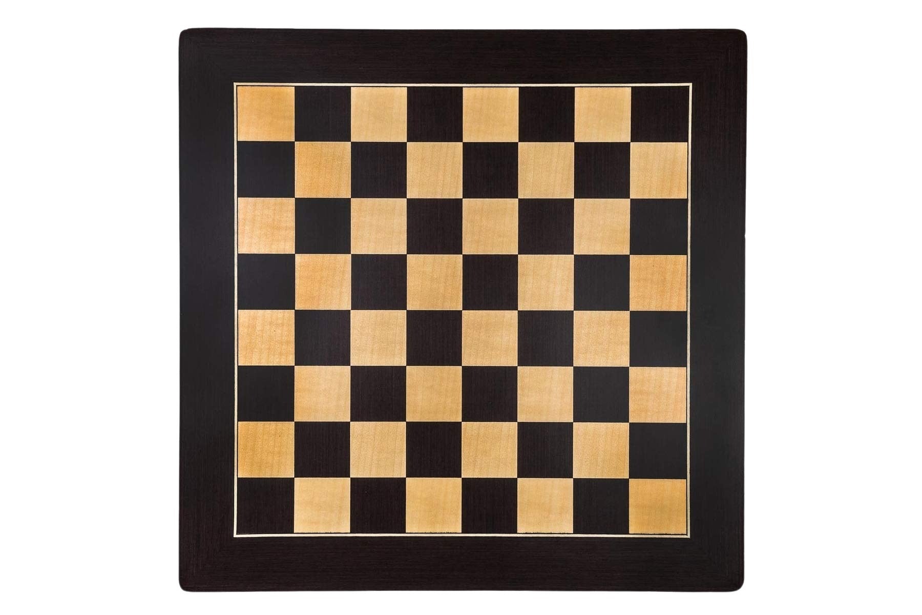 21 Solid Inlaid Ebony & Maple Wood Chess Board With Coordinates - 55 mm  Square