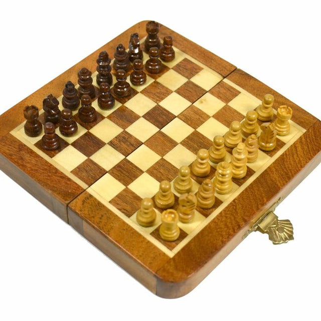 Picture of Folding Wooden Magnetic Chess Set - 5"